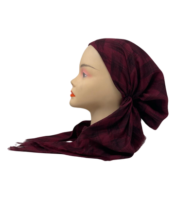 Revaz HS509N Burgundy Abstract Lines Adjustable Pre-Tied Bandanna with Velvet Grip myselflingerie.com